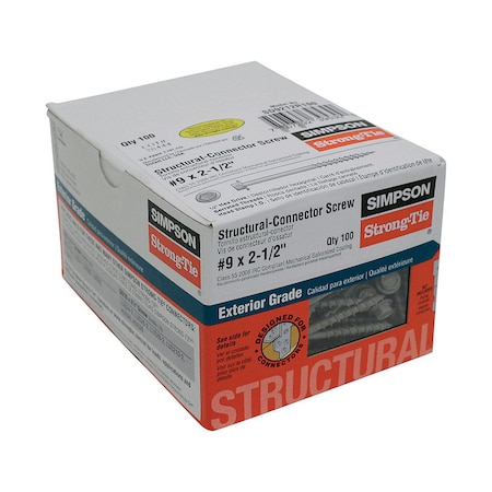 Simpson Strong-Tie Simpson Strong-Tie Strong-Drive No. 9 Sizes X 2-1/2 in. L Star Hex Head Serrated Structural Screws SD9212R100-R